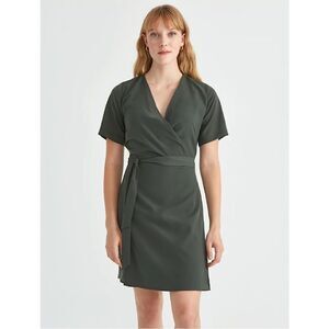 Frank & Oak- Hunter Green Wrap Mini Dress (Size:XS)